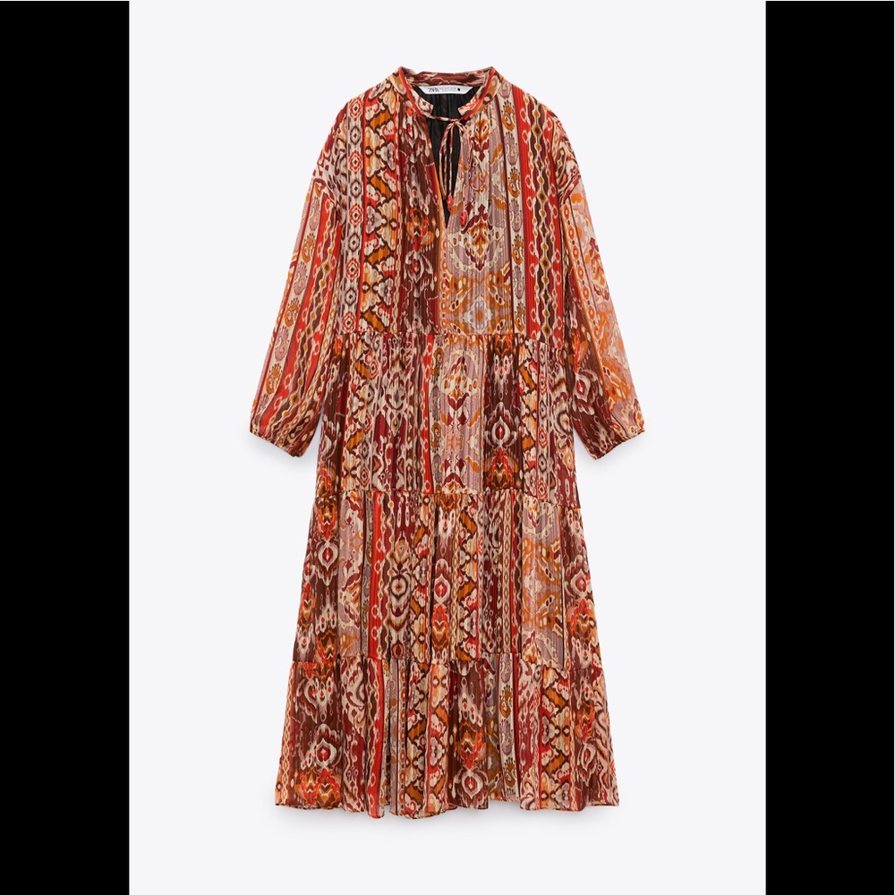 Zara Medium, Multicolor Geometric Print Dress. Go… - image 2